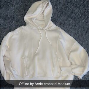 Aerie Off-White Cropped Hoodie